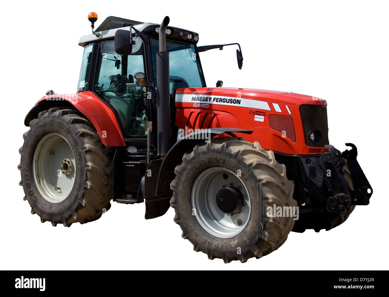 Massey Ferguson 6480 Dyna 6 tractor cut out from it's background,pin sharp high resolution image Stock Photo