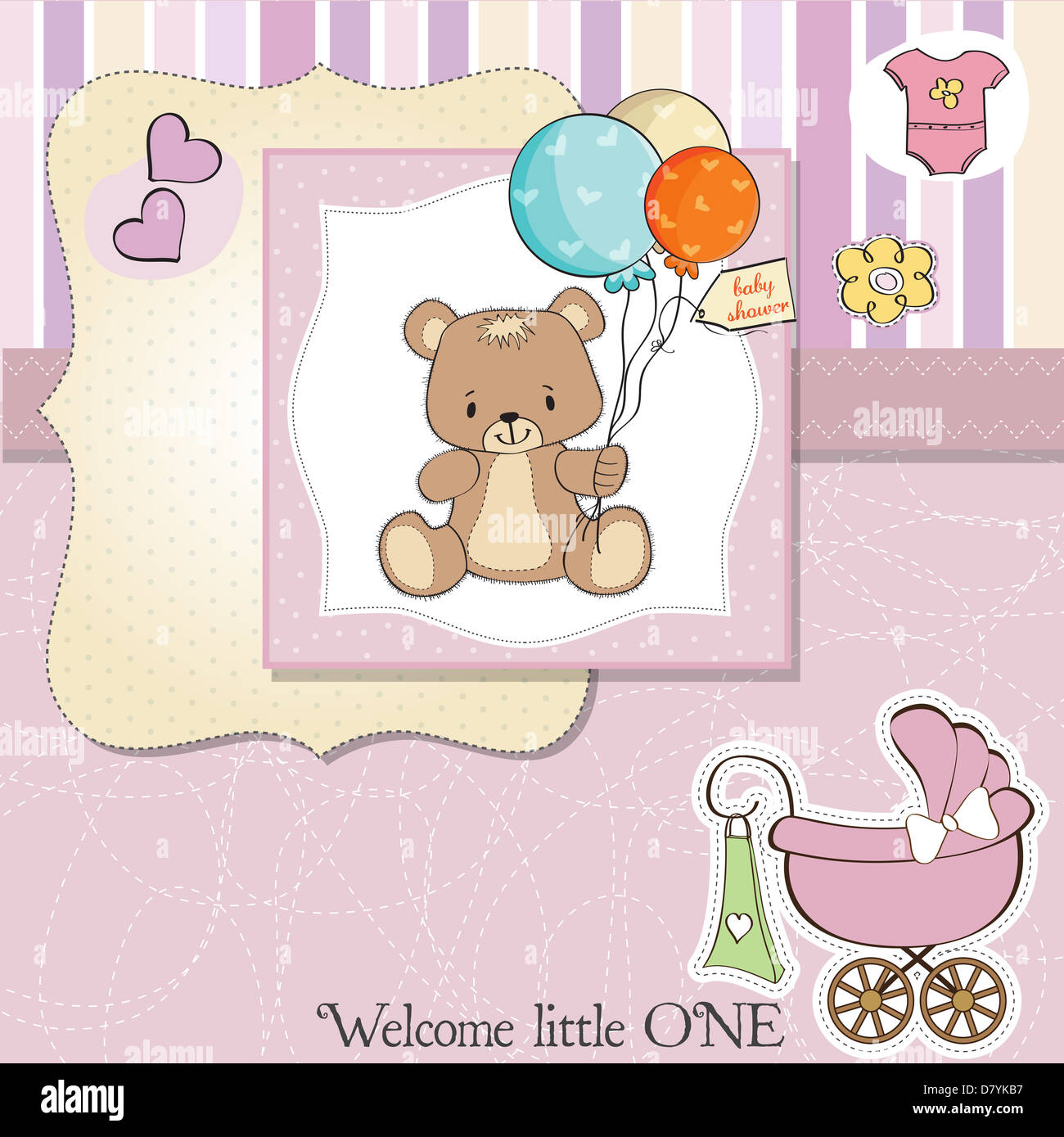 romantic baby girl announcement card Stock Photo Alamy