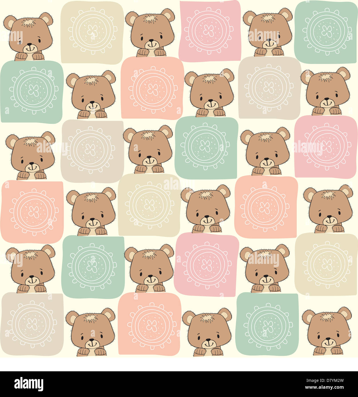 childish seamless pattern with teddy bear, vector illustration Stock ...