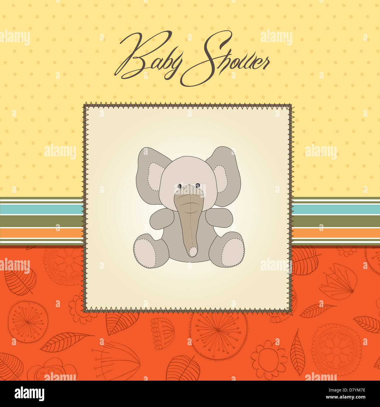 romantic baby announcement card with elephant toy Stock Photo Alamy