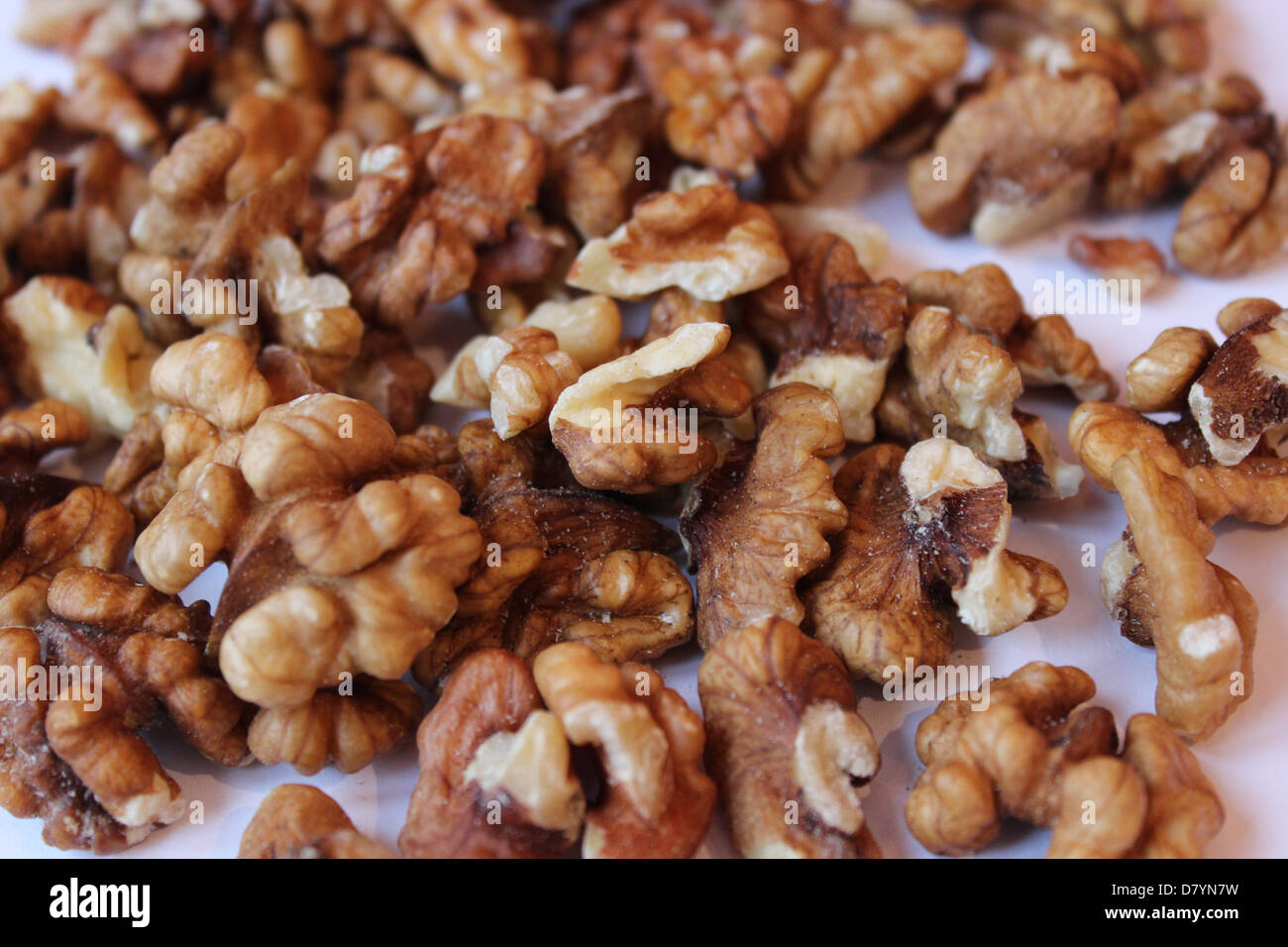 the image of heap of ripe seeds of walnuts Stock Photo