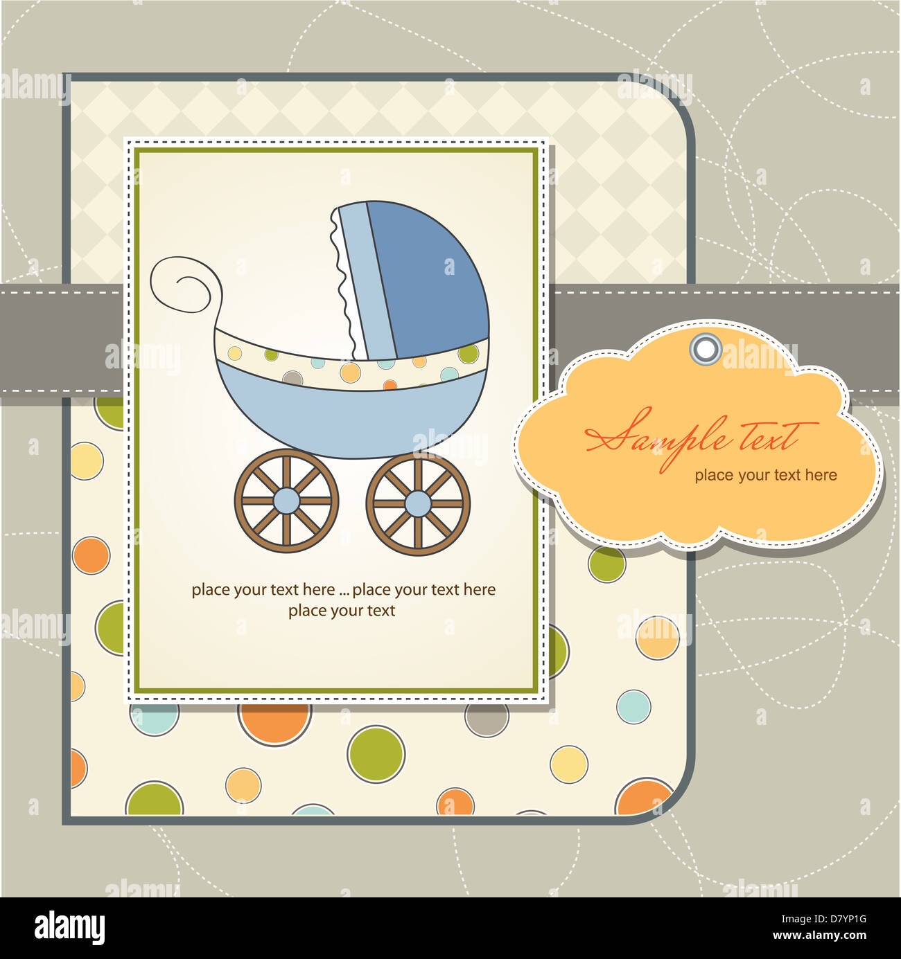 baby boy shower card with stroller Stock Photo Alamy