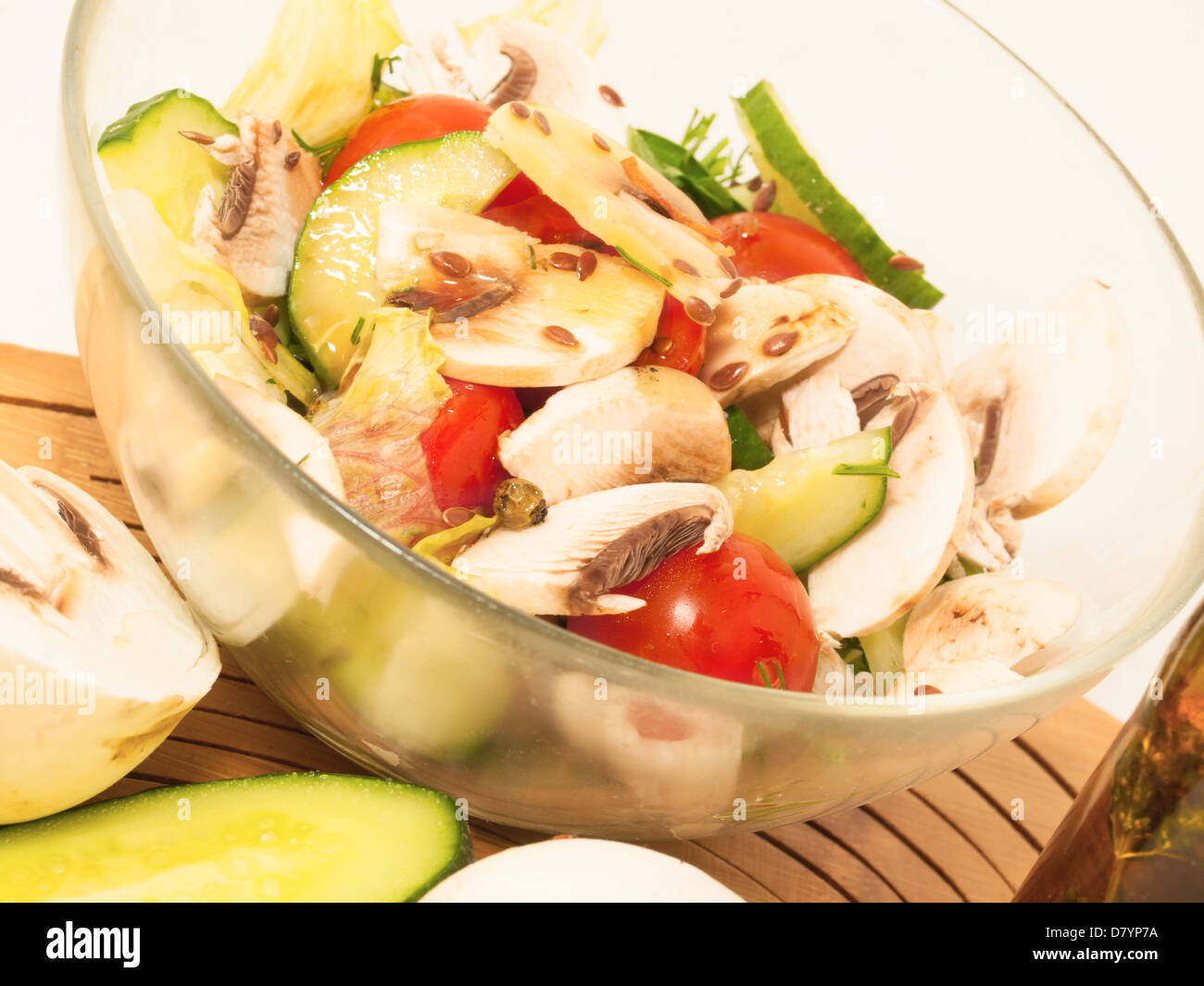 salad with champignon. close up Stock Photo