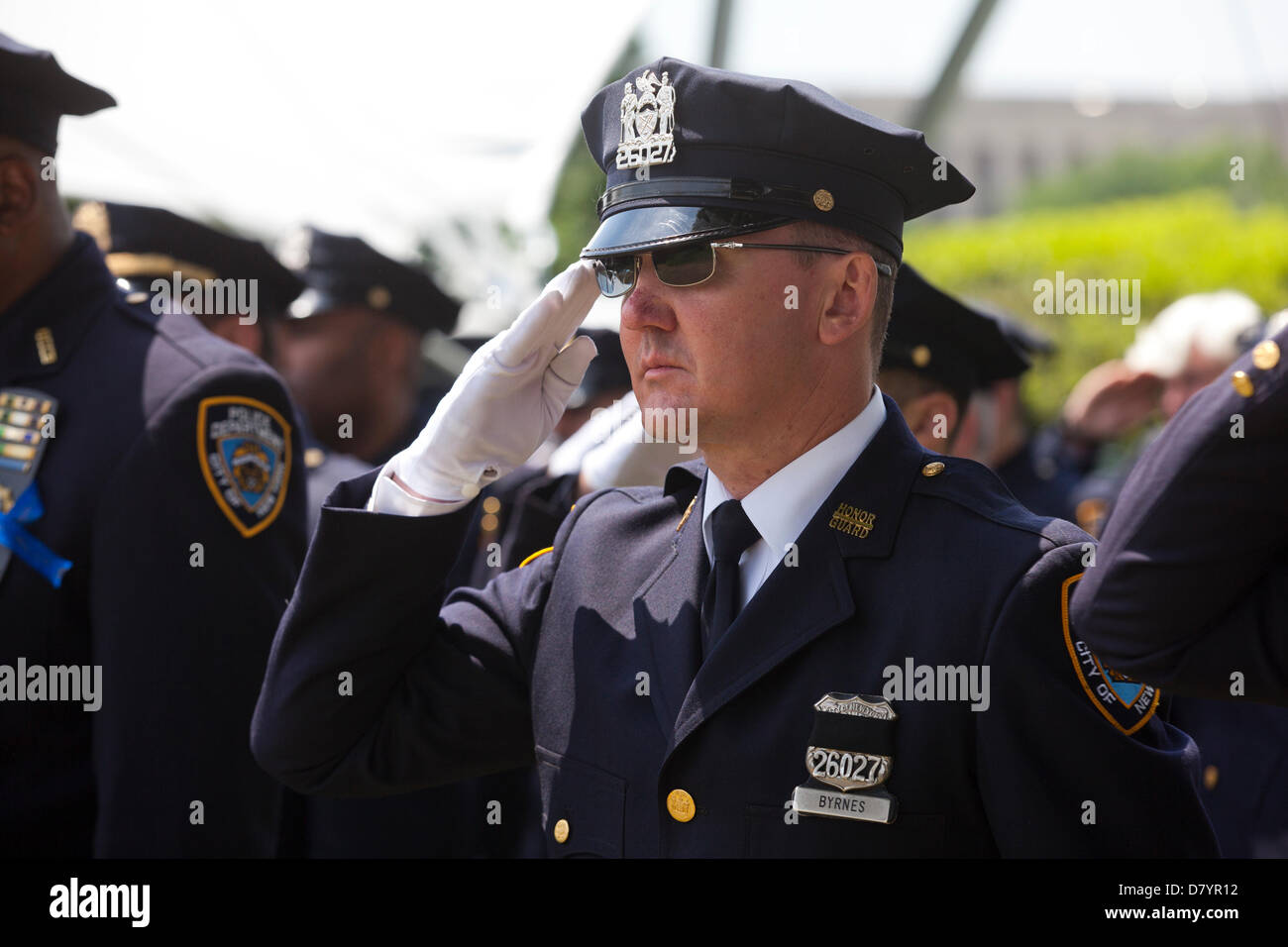 NYPD police officers salute during Police Week 2013 - Washington, DC USA Stock Photo