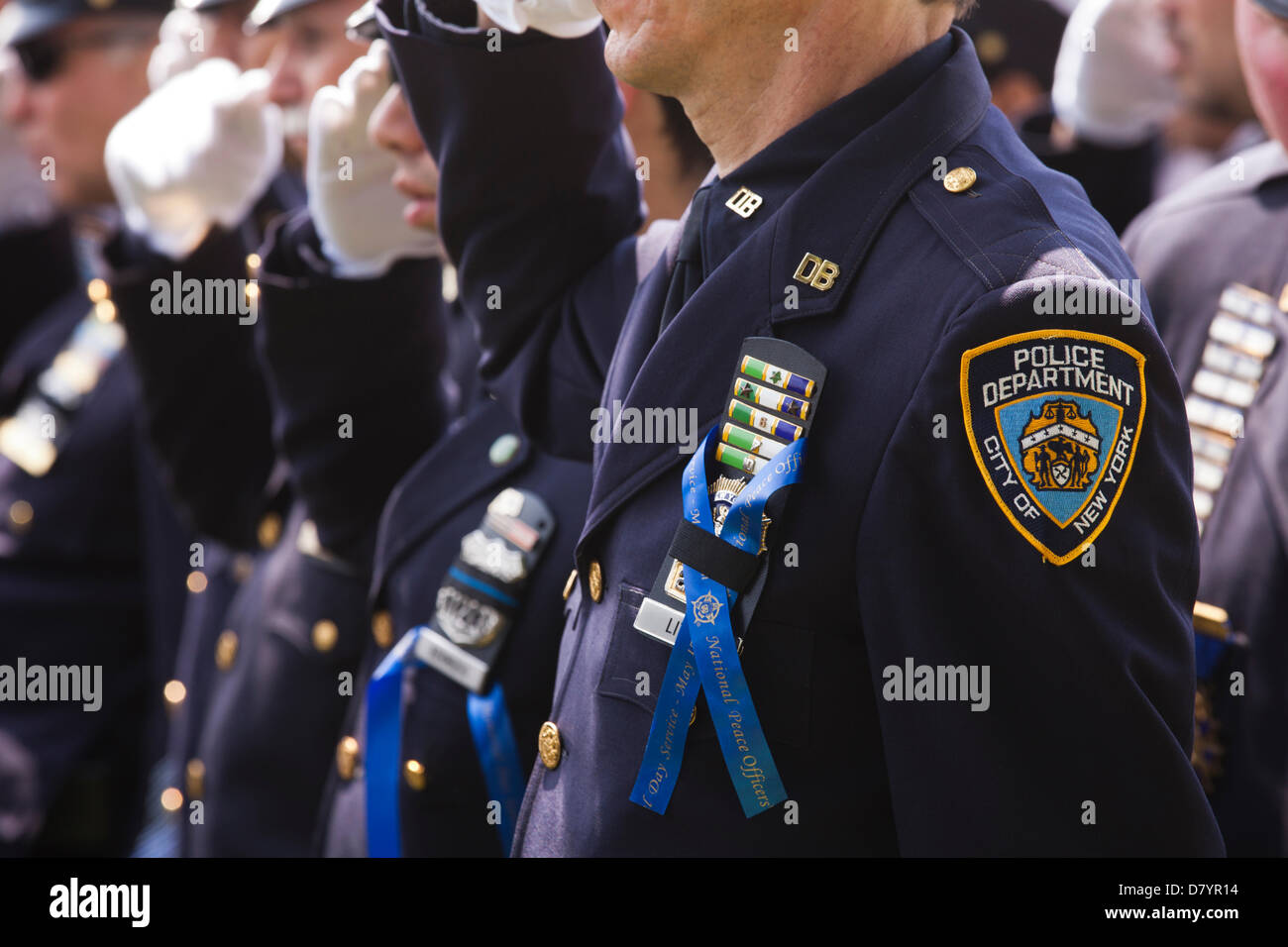 NYPD police officers salute during Police Week 2013 - Washington, DC USA Stock Photo