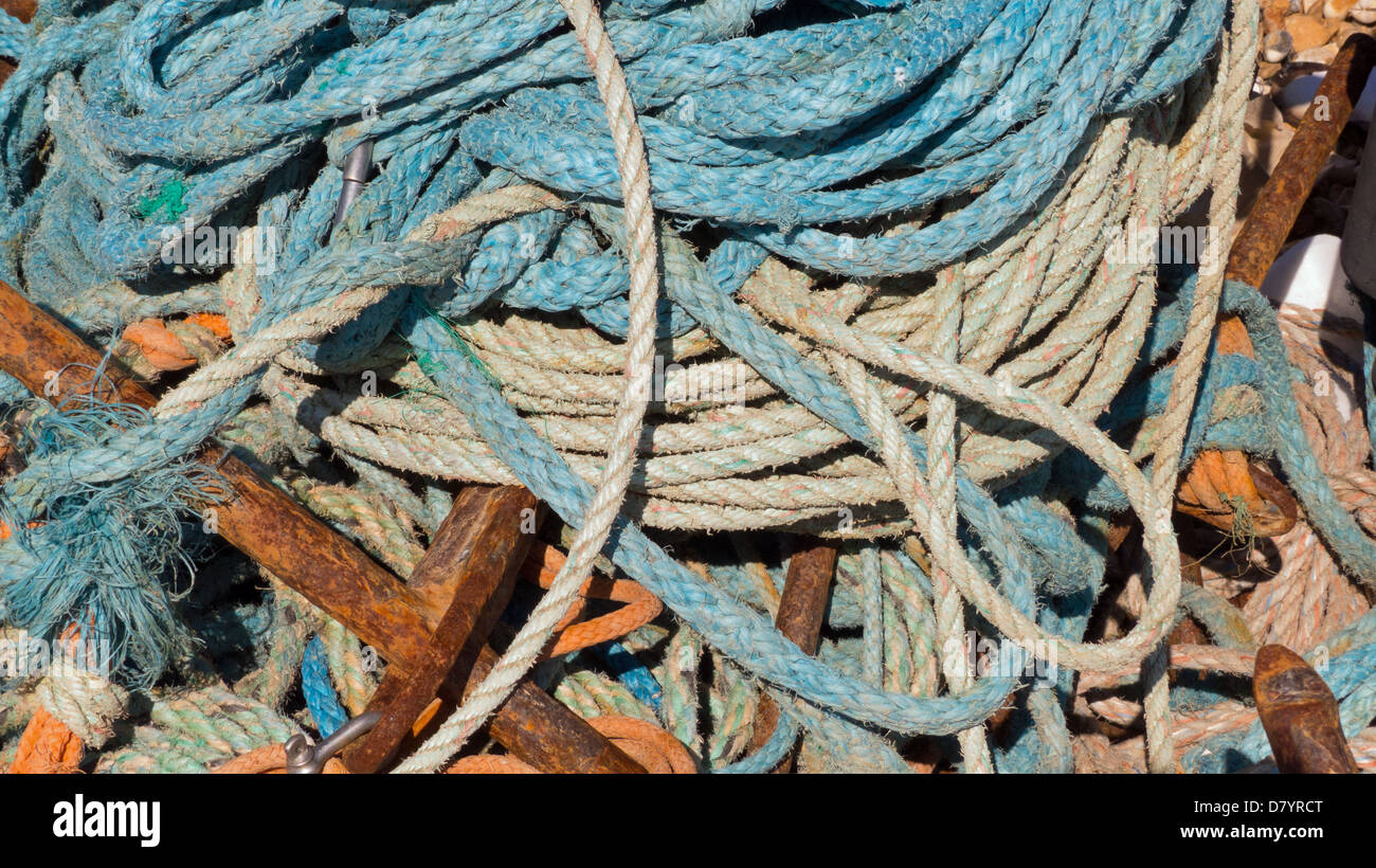 Rope and anchors tangled Stock Photo - Alamy