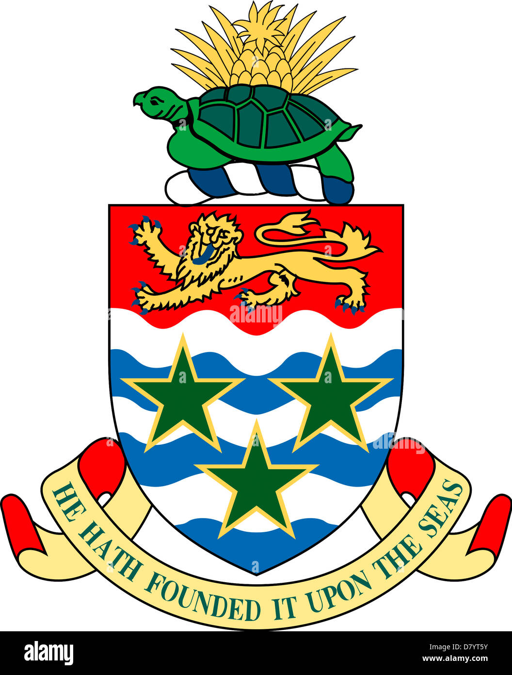 Coat of arms of the British overseas territory Cayman Islands. Stock Photo