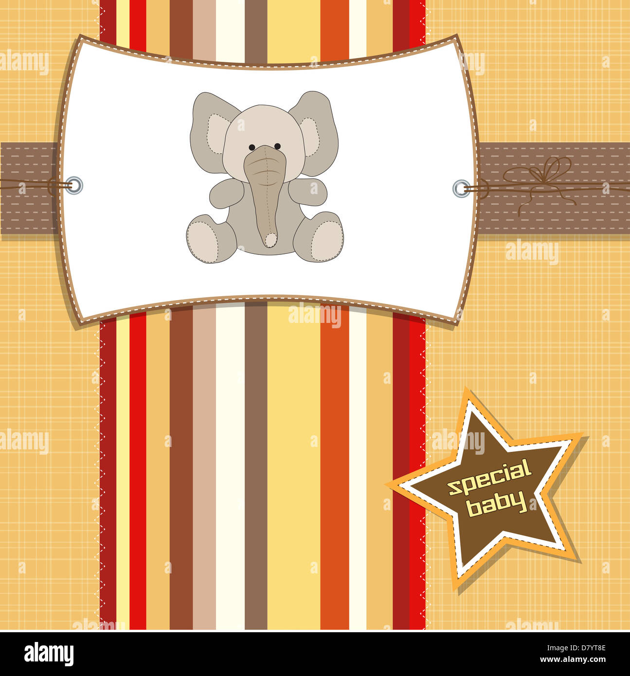 romantic baby announcement card with elephant, vector format Stock
