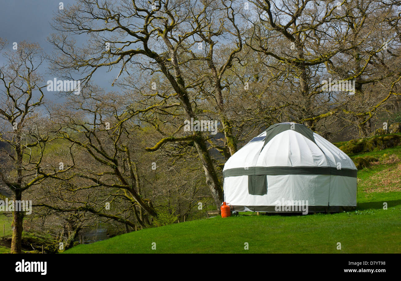 Camping yurt in Seatoller, Borrowdale, Lake District National Park, Cumbria, England UK Stock Photo
