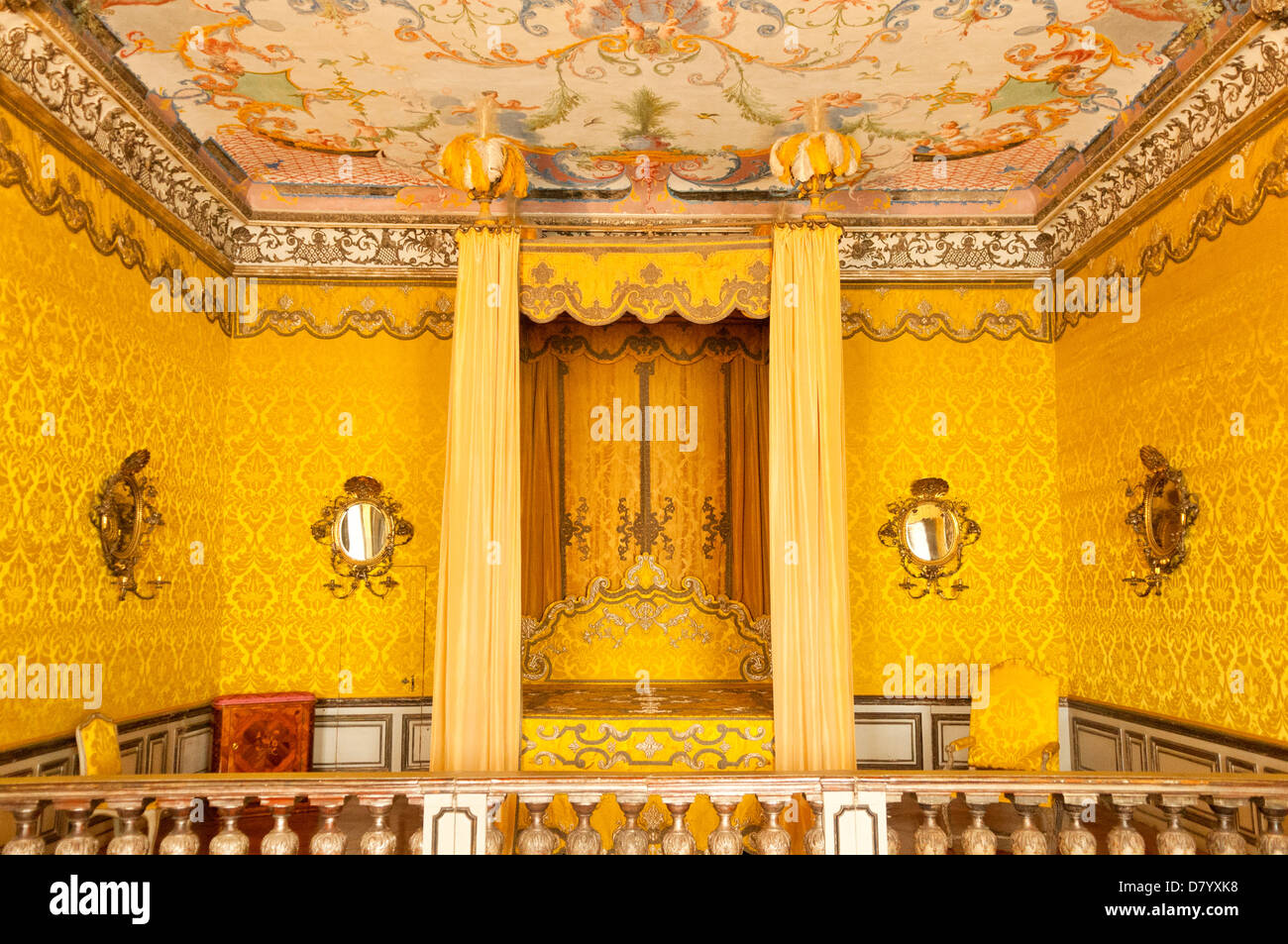Yellow Bedchamber, New Schleissheim Palace, Oberschleissheim, Bavaria, Germany Stock Photo