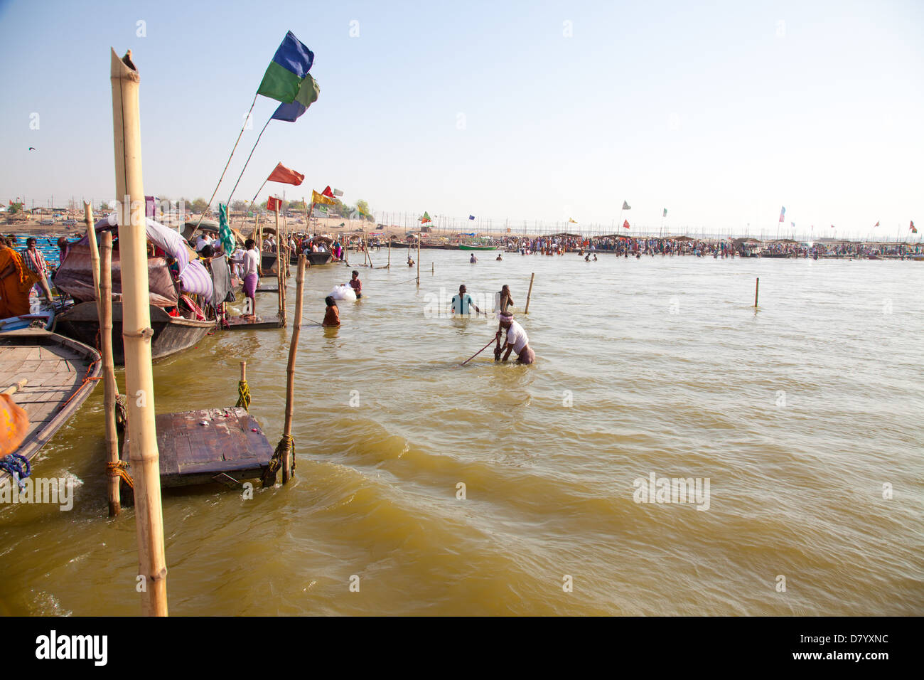 At The Meeting Of Rivers Ganga And Yamuna Near Allahabad Uttar Pradesh 
