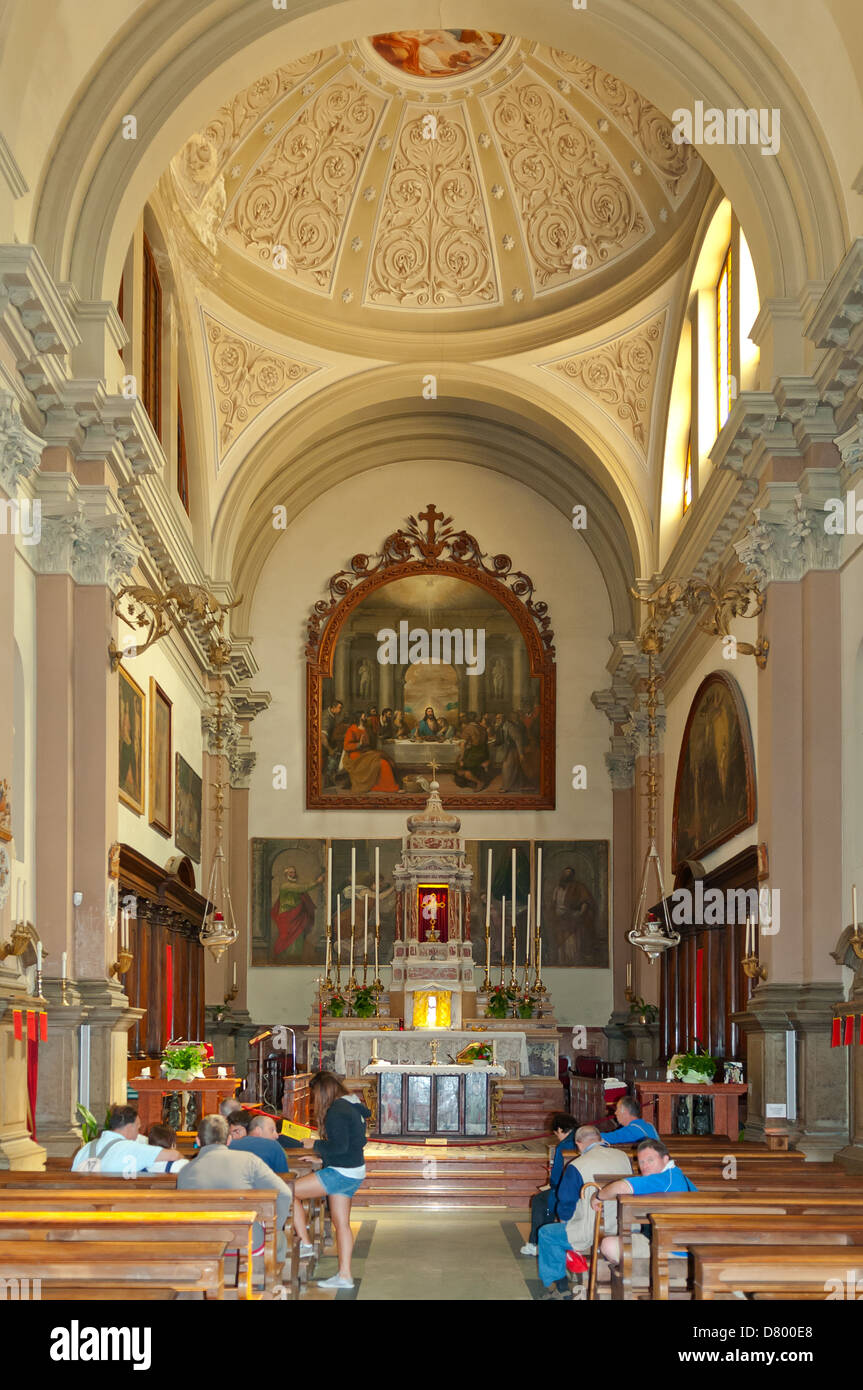 Inside Church of Santa Maria, Pieve di Cadore, the Dolomites, Italy Stock Photo