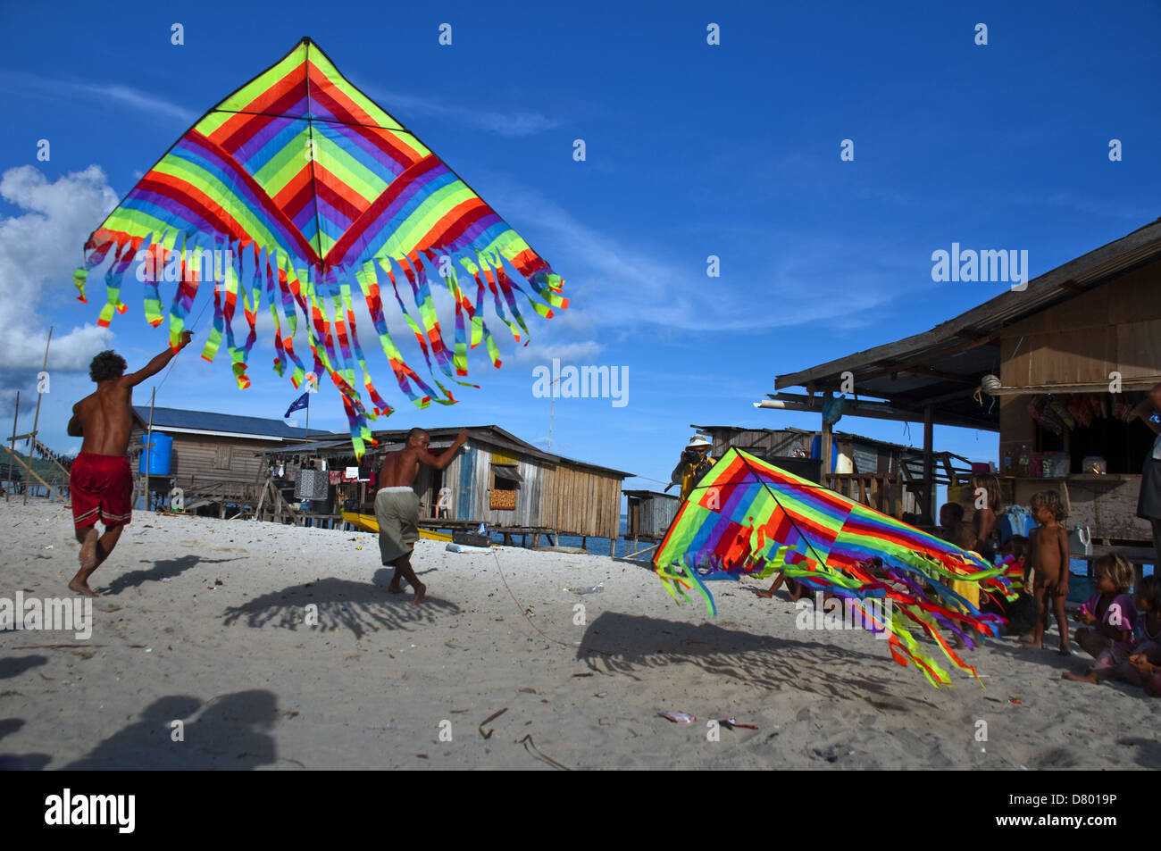 the local people was playing kites flying in Semporna Island in Sabah on Apr 22 2013 Stock Photo