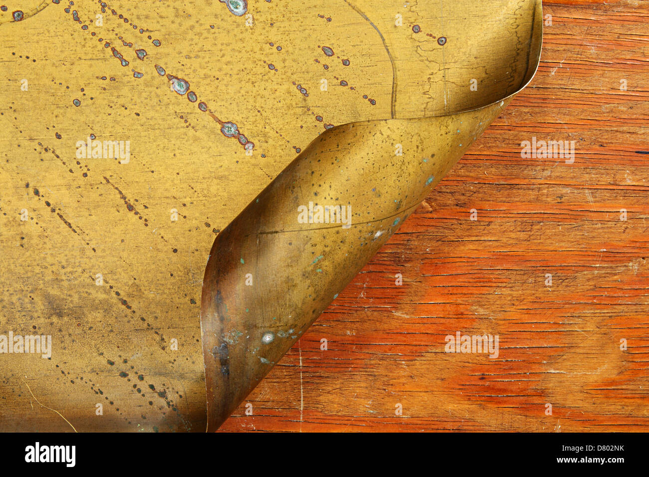 Wood and brass vintage abstract background Stock Photo