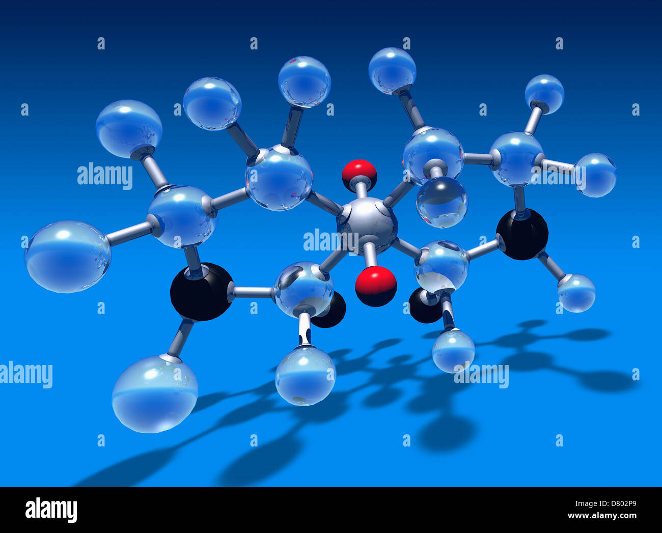 Molecular model on blue background Stock Photo - Alamy