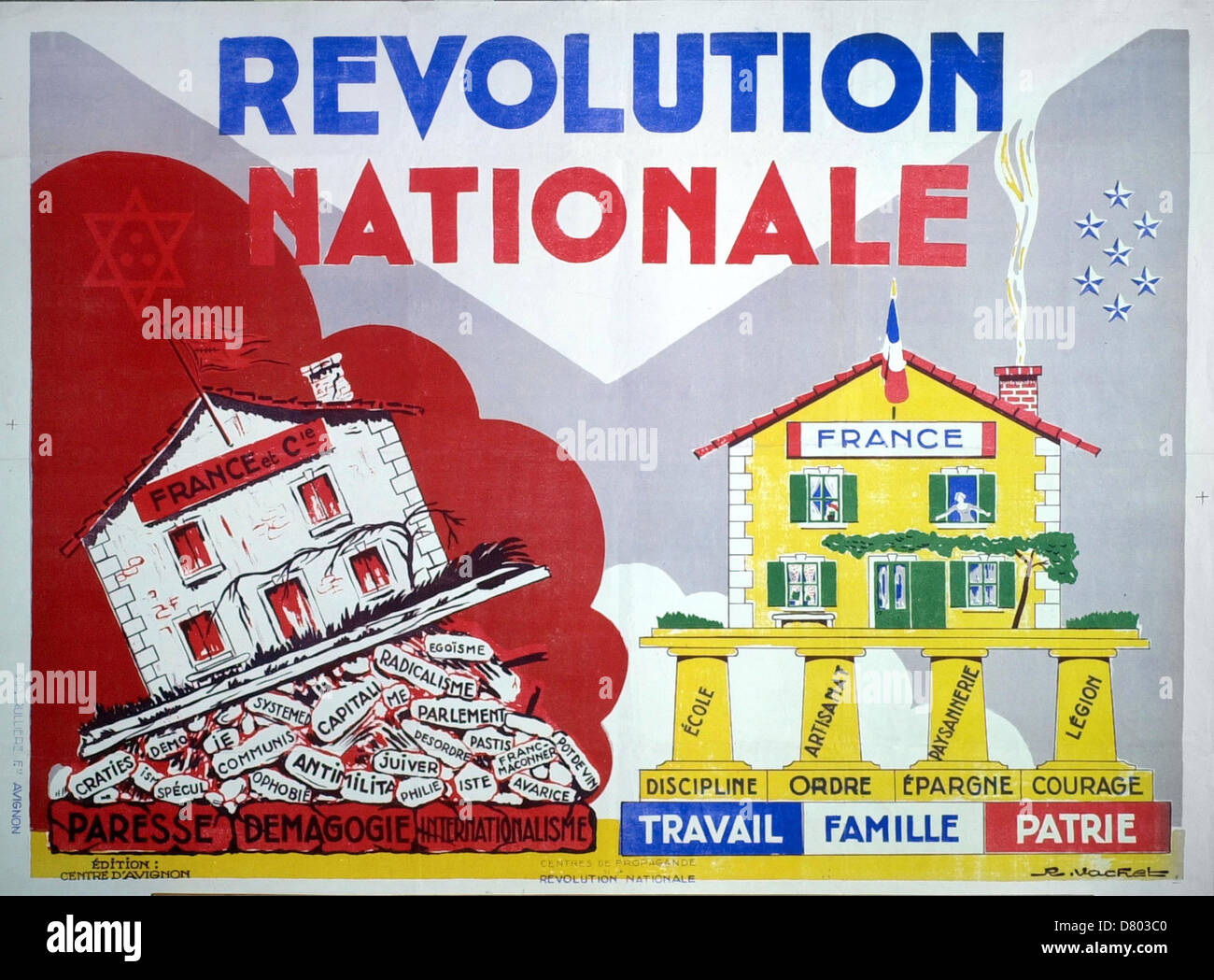 Vacher Revolution Nationale - Travail Famille Patrie Paris - Invalides Museum Stock Photo
