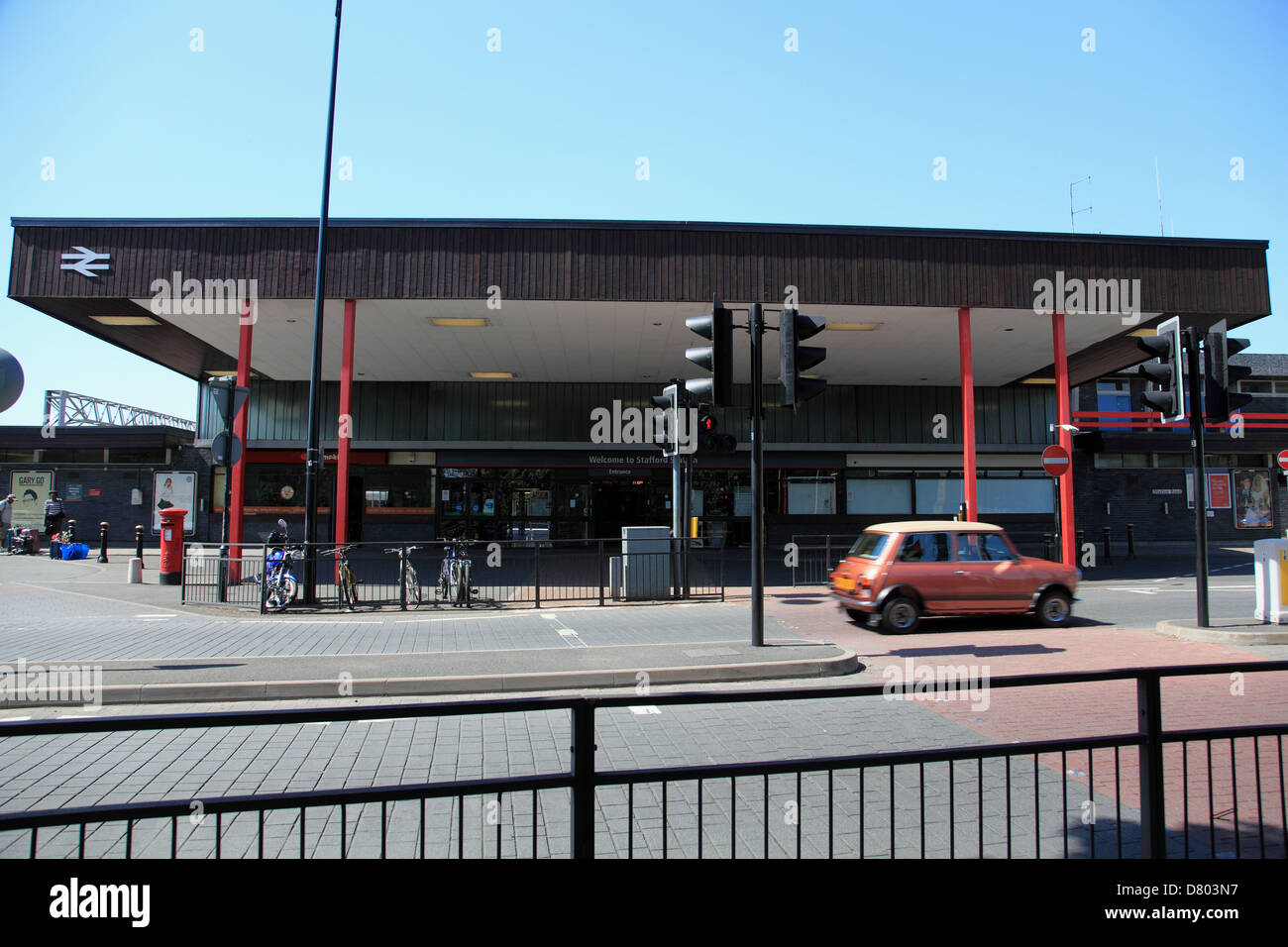 The forecourt of Stafford railway station on the main West Coast line