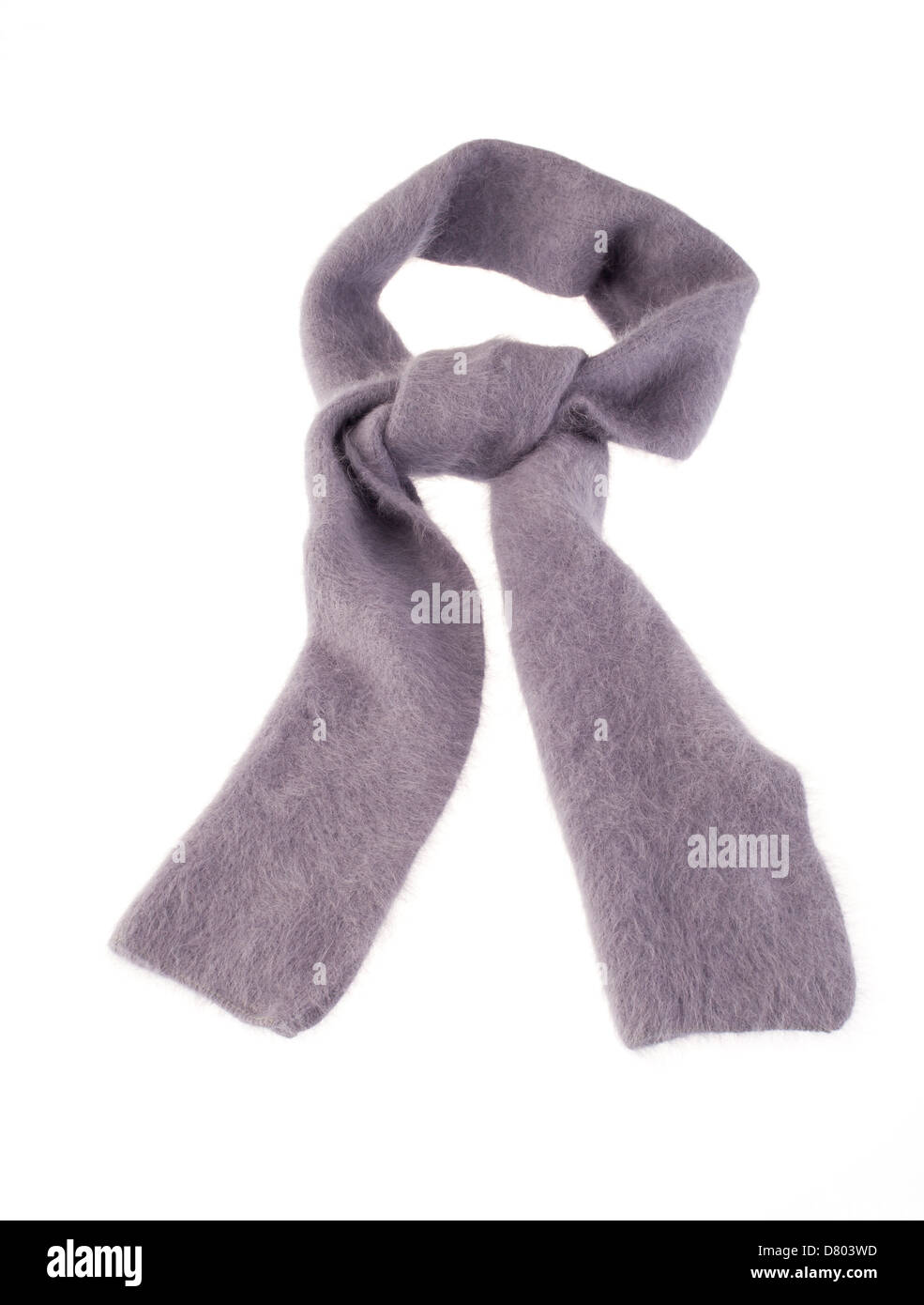 Nice gray woolen scarf isolated on white background Stock Photo