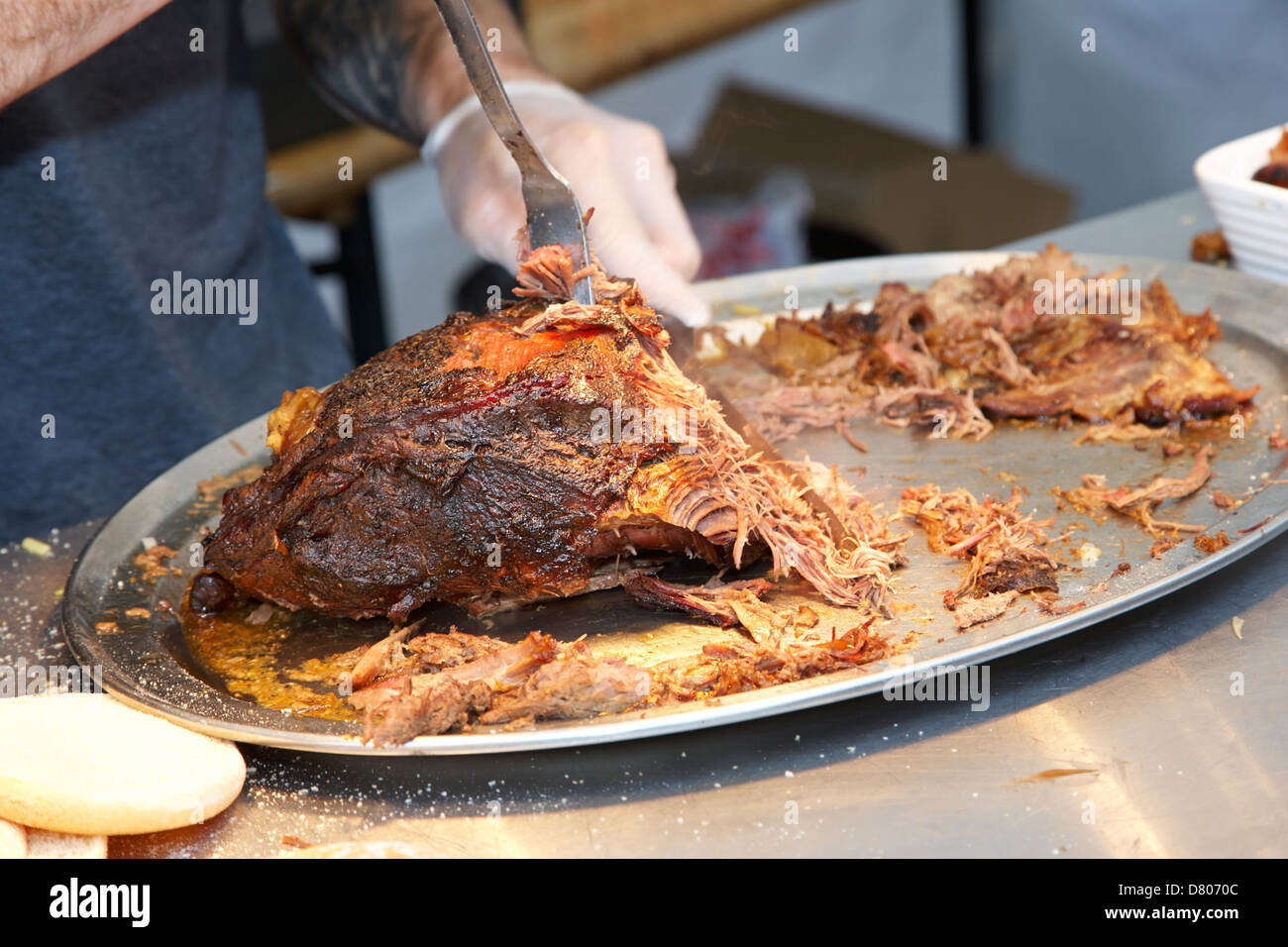 chef carving roast beef in a commercial setting Stock Photo Alamy