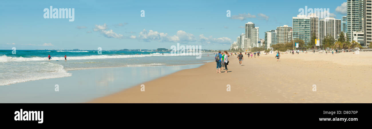 Surfers Paradise Beach Panorama, Gold Coast, Queensland, Australia Stock Photo
