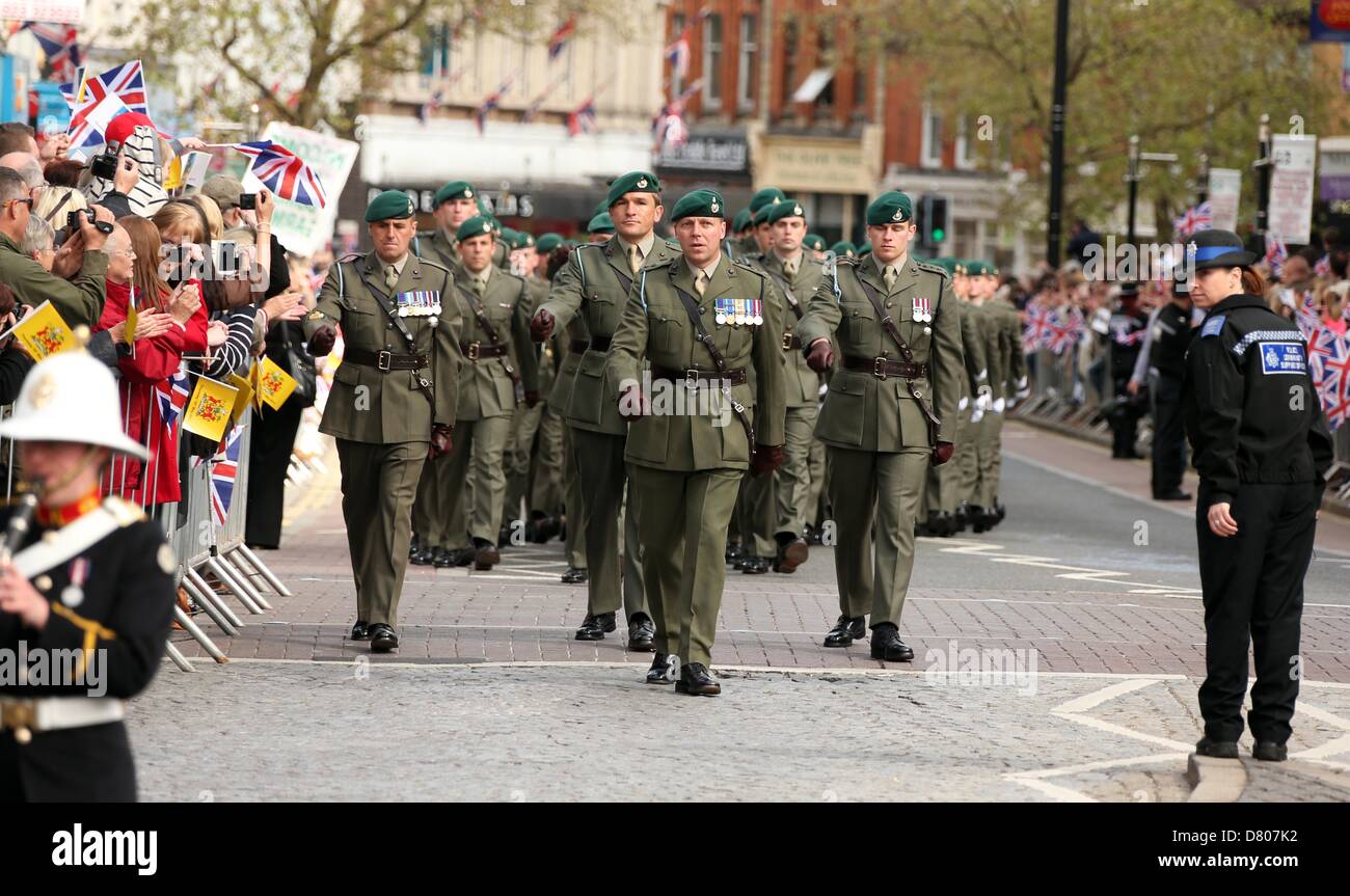 TAUNTON,SOMERSET,UK - 16 MAY 2013 - ROYAL MARINES FROM 40 COMMANDO HOME ...