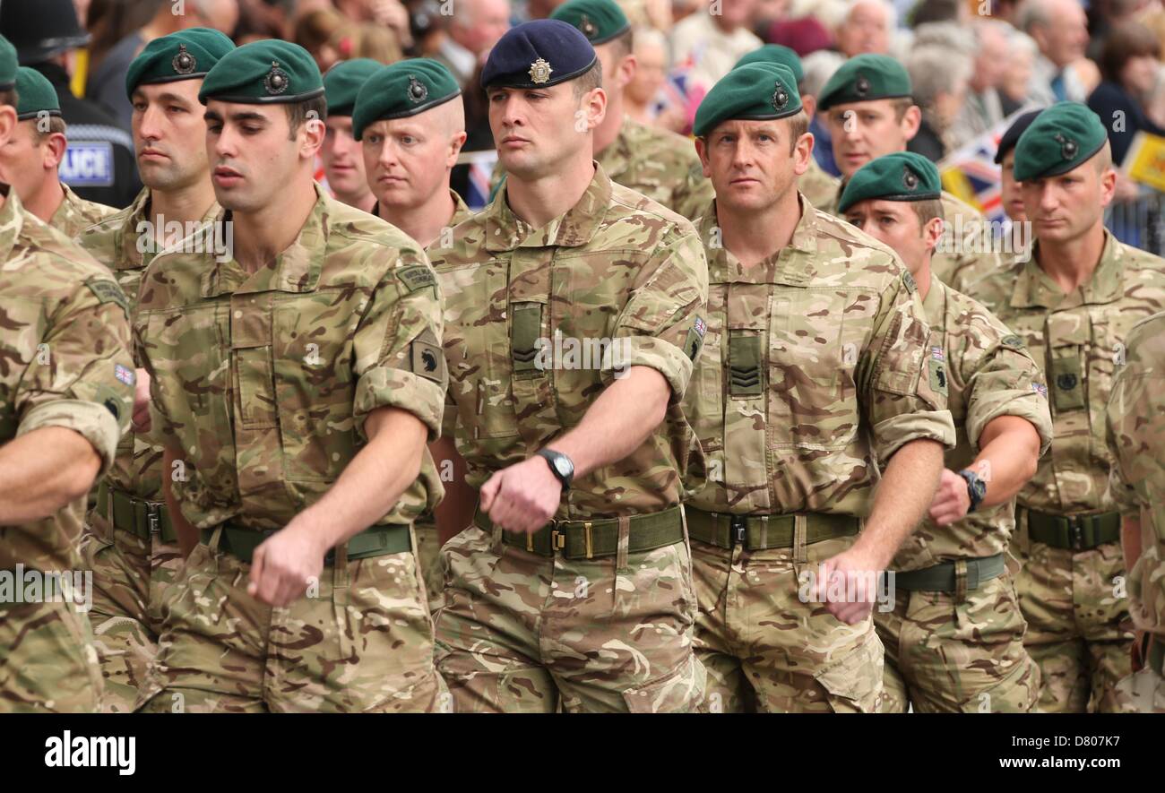 TAUNTON,SOMERSET,UK - 16 MAY 2013 - ROYAL MARINES FROM 40 COMMANDO HOME ...