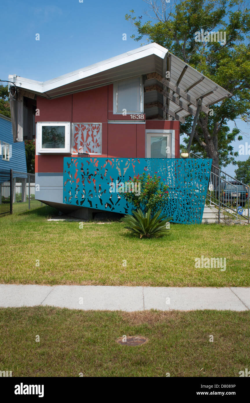 New energy efficient homes built in New Orleans, LA, after Hurricane Katrina as part of the 'Make It Right' project. Stock Photo