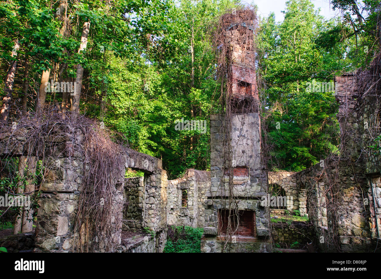 Ruins of Cornish Estate. An abandoned mansion complex in Cold Spring, New York. Stock Photo