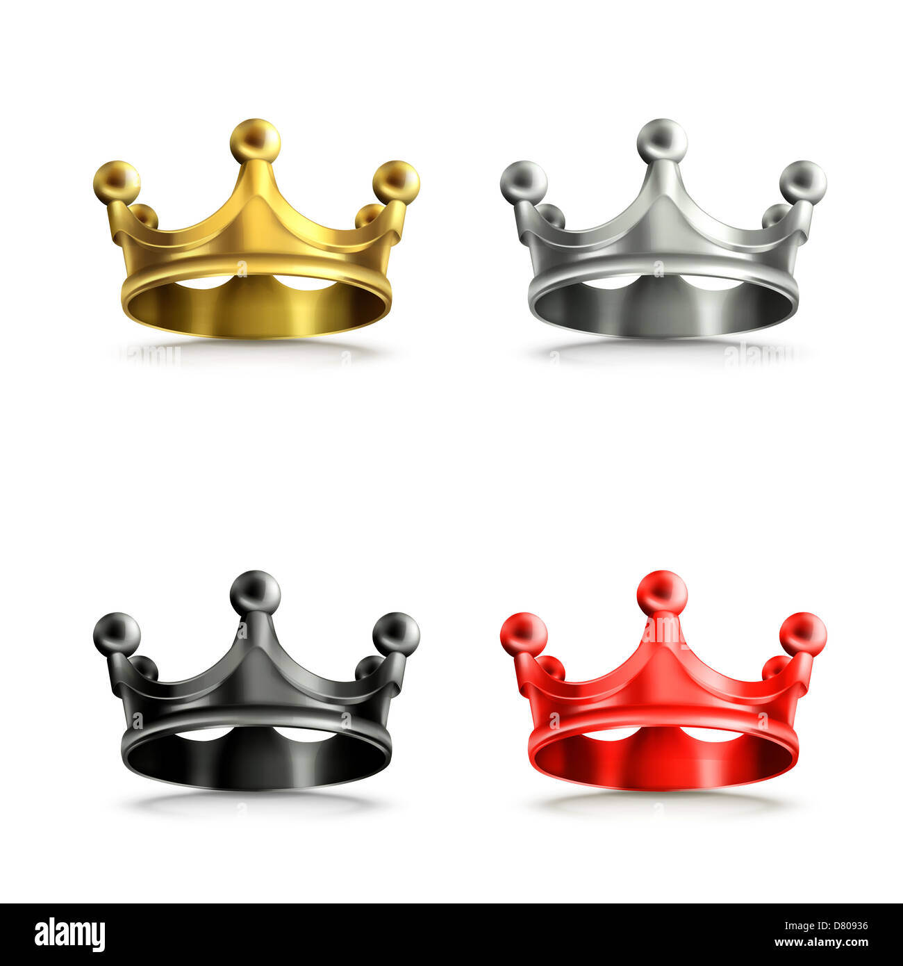 Multicolored crowns set Stock Photo