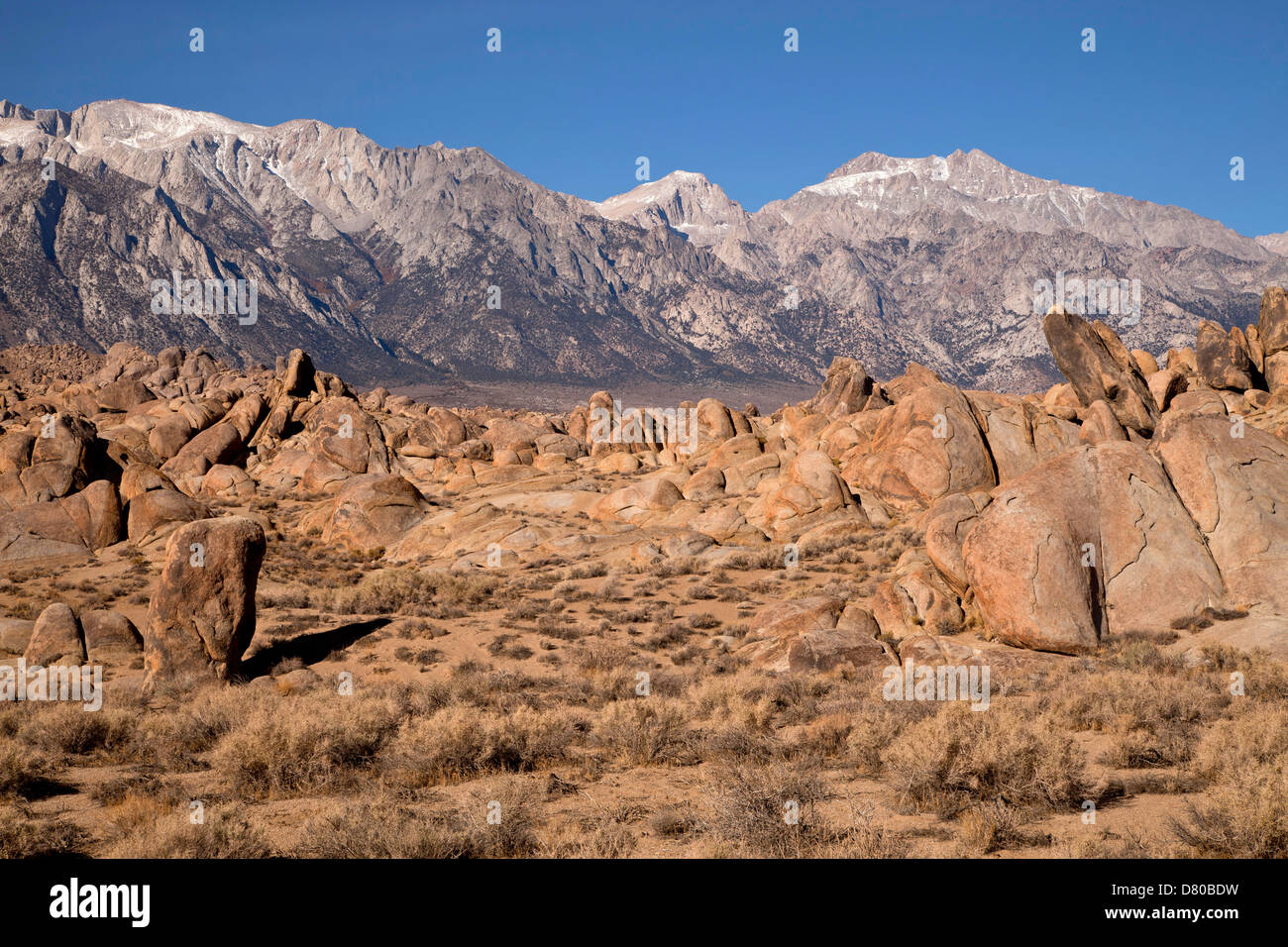 typical rock formations of Alabama Hills, Sierra Nevada, California, United States of America, USA Stock Photo