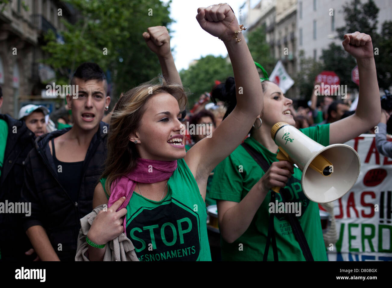 A group of protesters, during the 12M demonstration Stock Photo