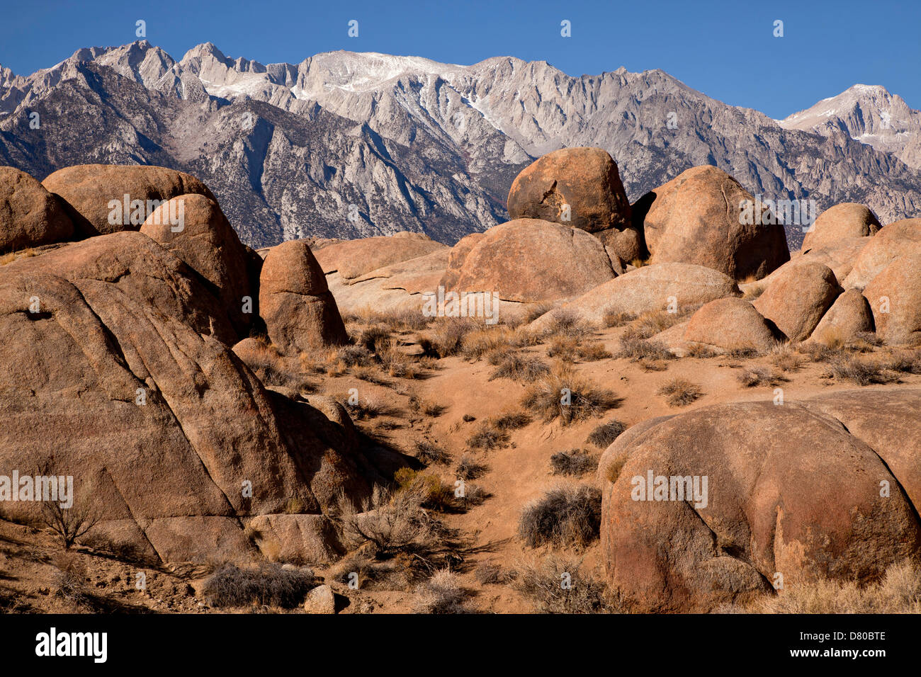 typical rock formations of Alabama Hills, Sierra Nevada, California, United States of America, USA Stock Photo