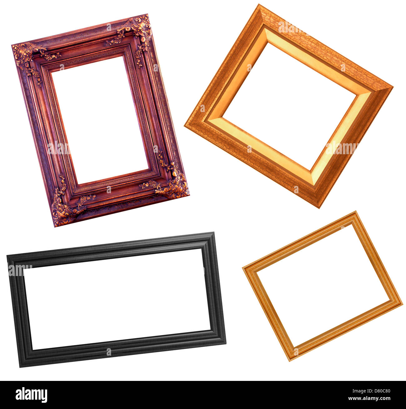 Old colorful antique frame isolated white background Stock Photo - Alamy