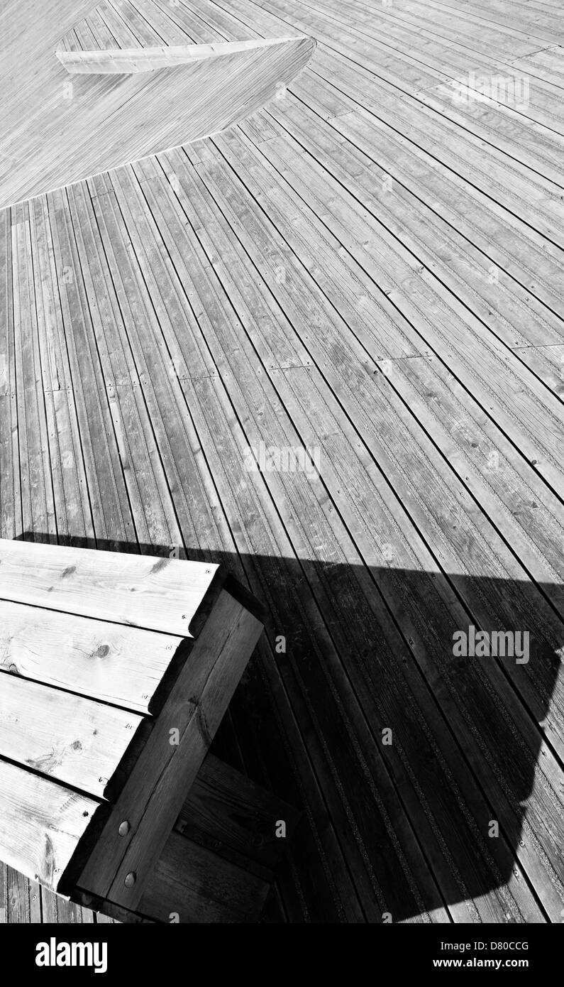 Seating bench and wood decking detail Stock Photo