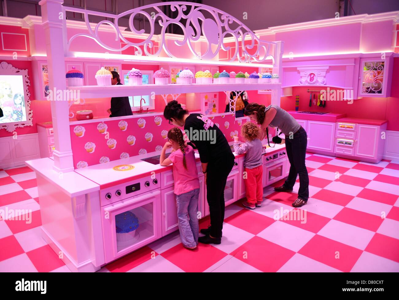 The pink kitchen is pictured in the Barbie Dreamhouse Experience near  Alexanderplatz in Berlin, Germany, 16 May 2013. The 2,500 square meter  Barbie Dreamhouse Experience will be open for three months in