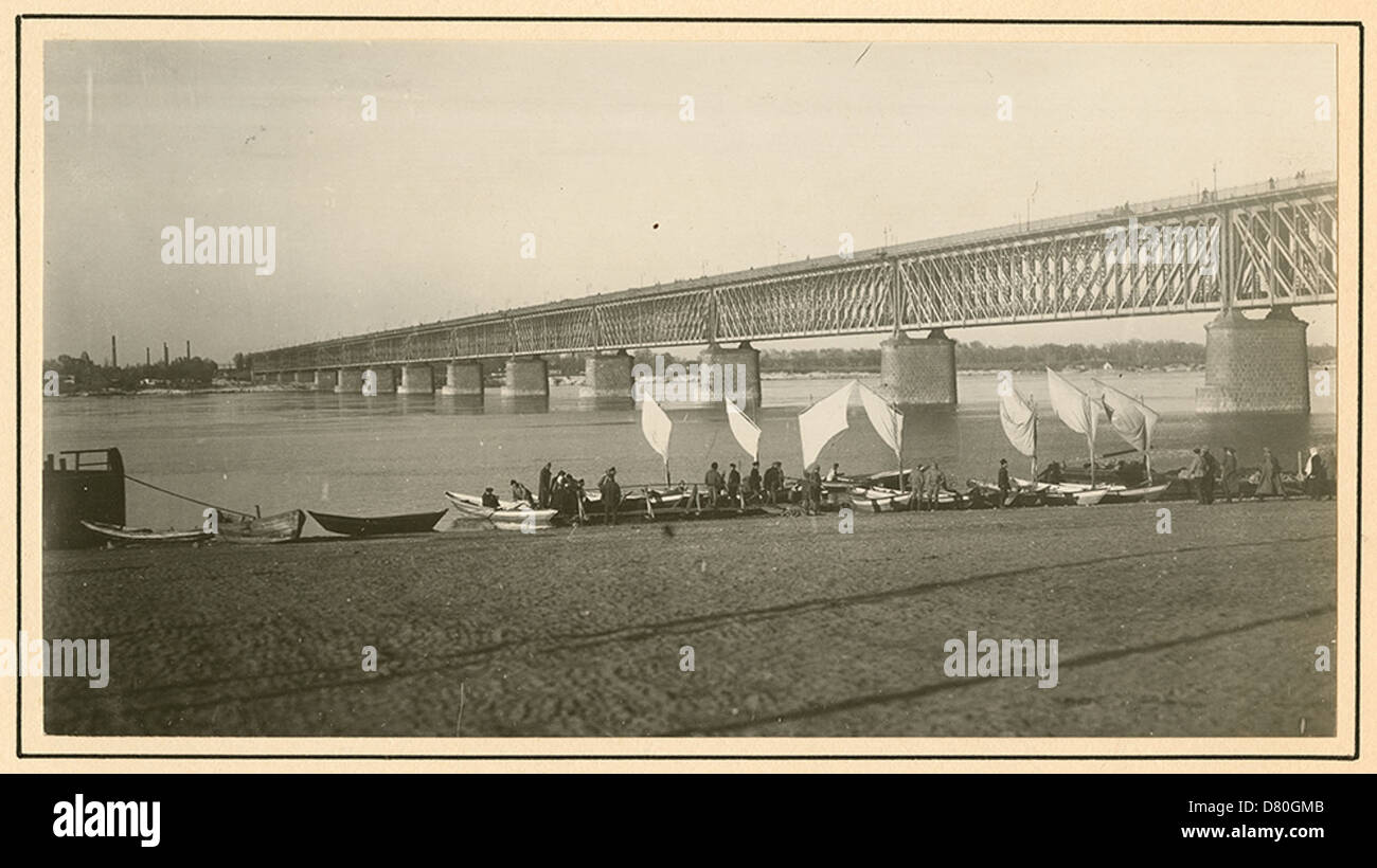 [Bridge over the Dnieper River in Yekaterinoslav] Stock Photo