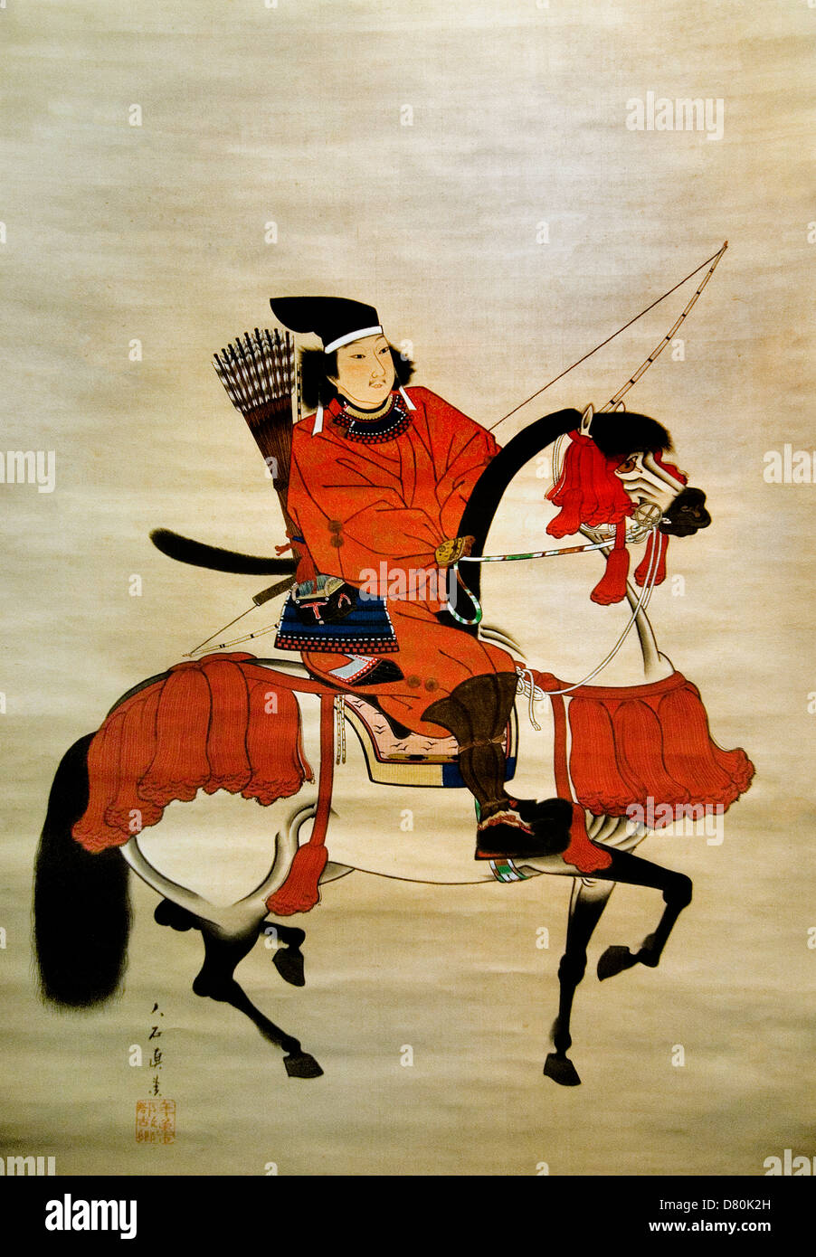 Mounted Warrior by Oishi Mastatora 1792 1833 Edo Original by Kano Masanobu Muromachi period 1489 Japan Museum Stock Photo