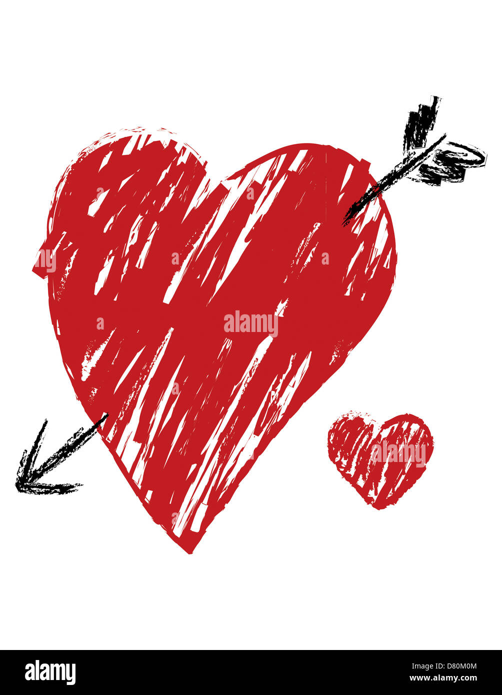 A heart with an arrow drawn in a loose sketch style Stock Photo - Alamy