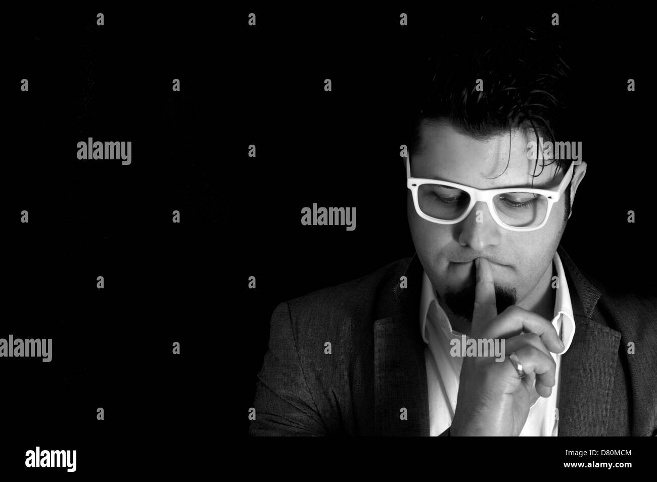 Portrait of young man in black and white Stock Photo - Alamy