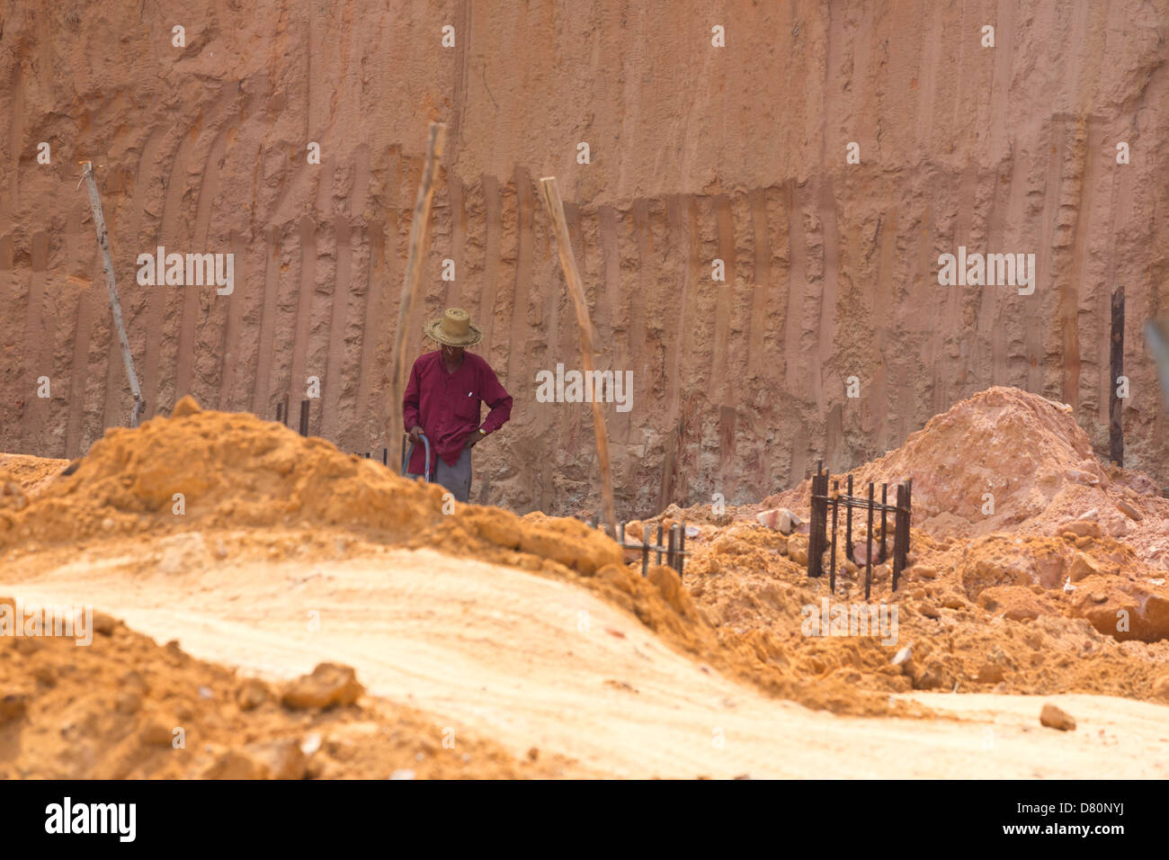 Construction Worker in Sihanoukville, Cambodia Stock Photo