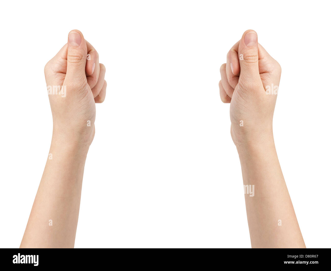 female teen hands to hold paper card, isolated on white Stock Photo - Alamy