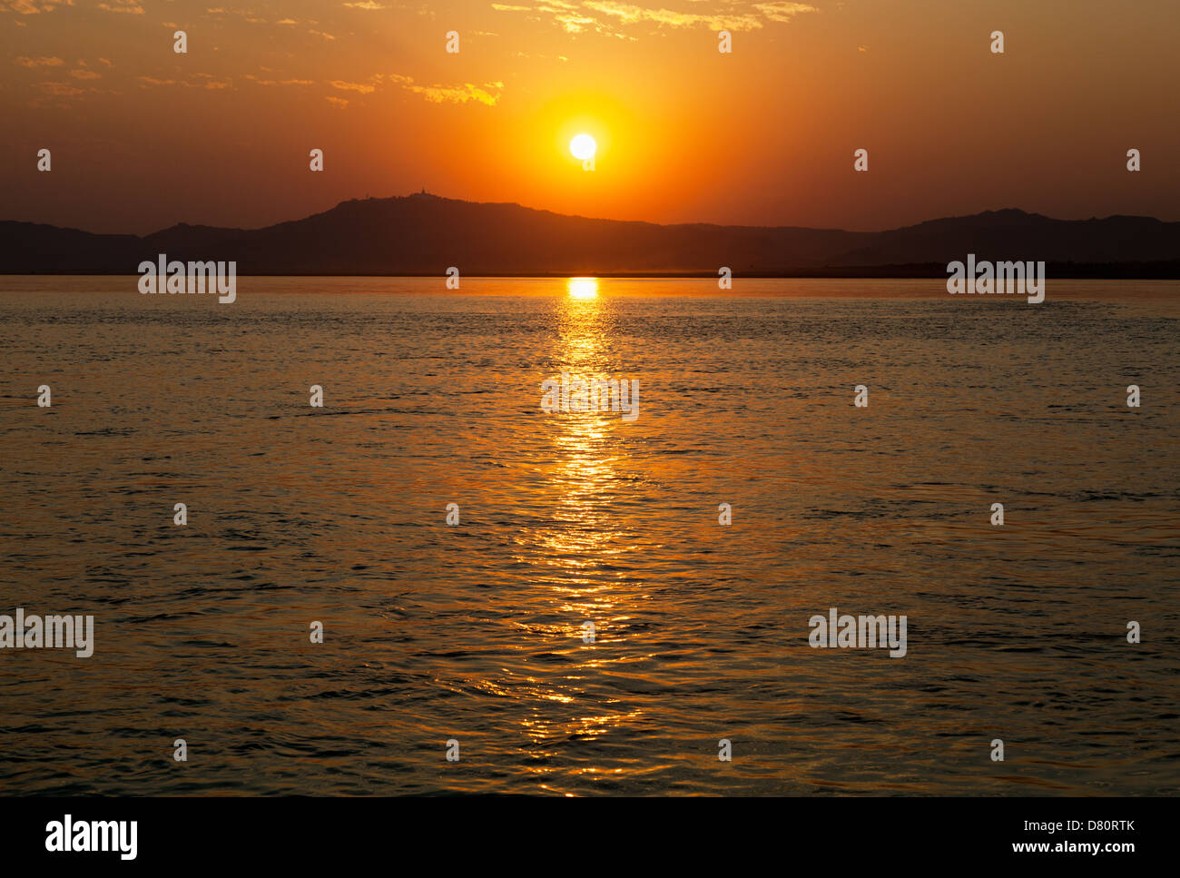 Sunset over the Irrawaddy River at Mandalay, Myanmar 7 Stock Photo