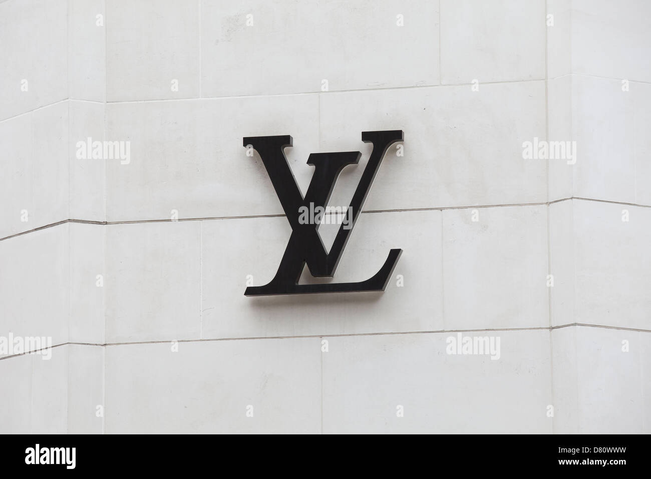 Sign for high end fashion and exclusive brand Louis Vuitton Stock