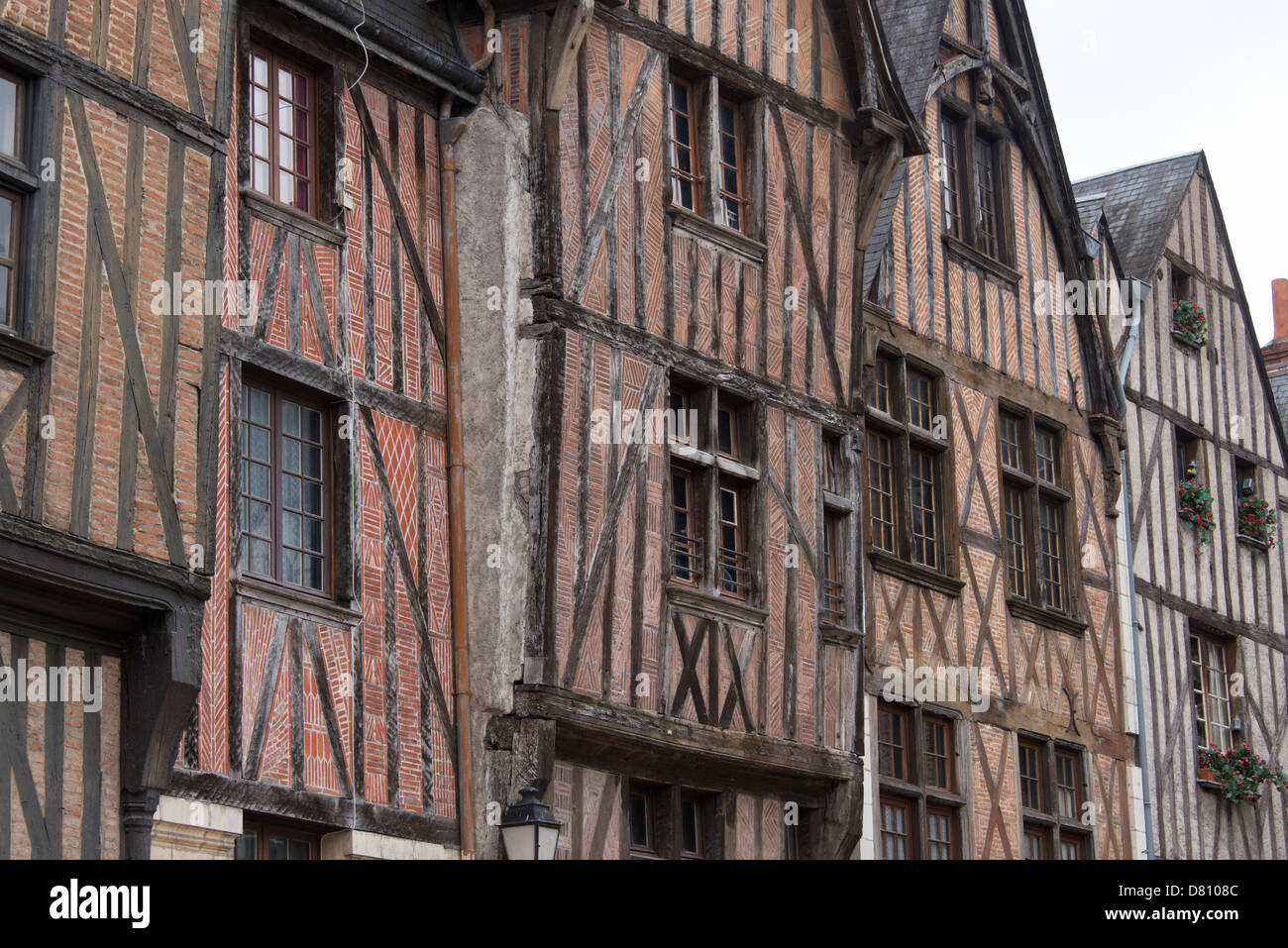 Wooden buildings in Place Plumereau, Tours, Loire Valley, France Stock Photo
