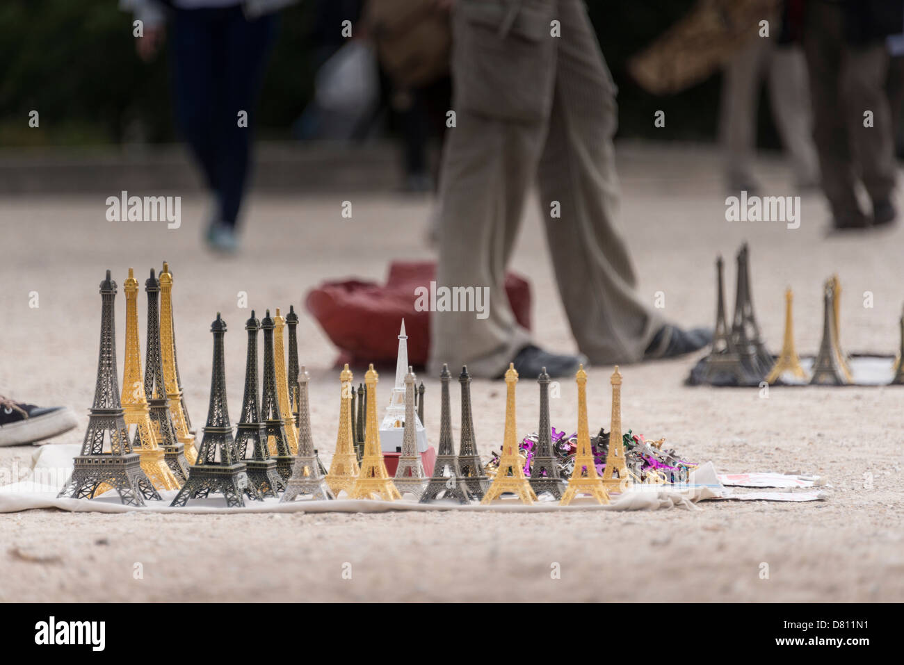 Models of the Eiffel Tower commonly sold to tourists in the streets of Paris, France Stock Photo