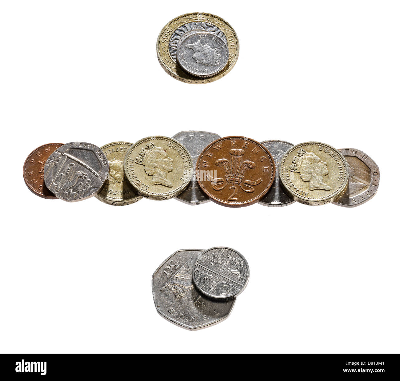UK Coin font numbers letters words Stock Photo