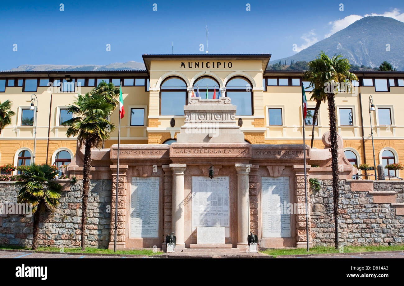 Melcesine Town Hall Municipio Italy Lake Garda Stock Photo