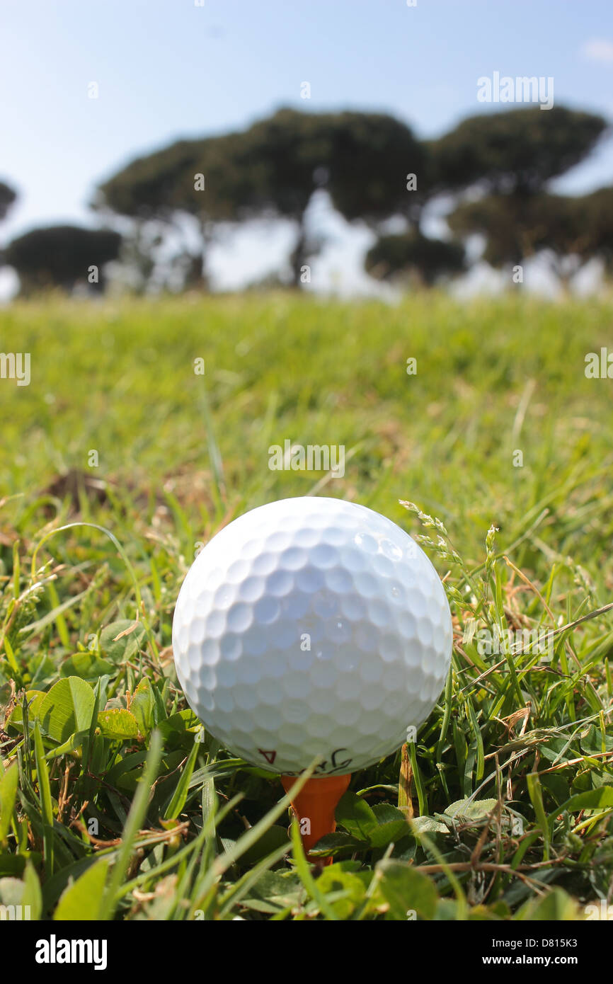 Golf club in Rome, ball, club and landscape Stock Photo Alamy