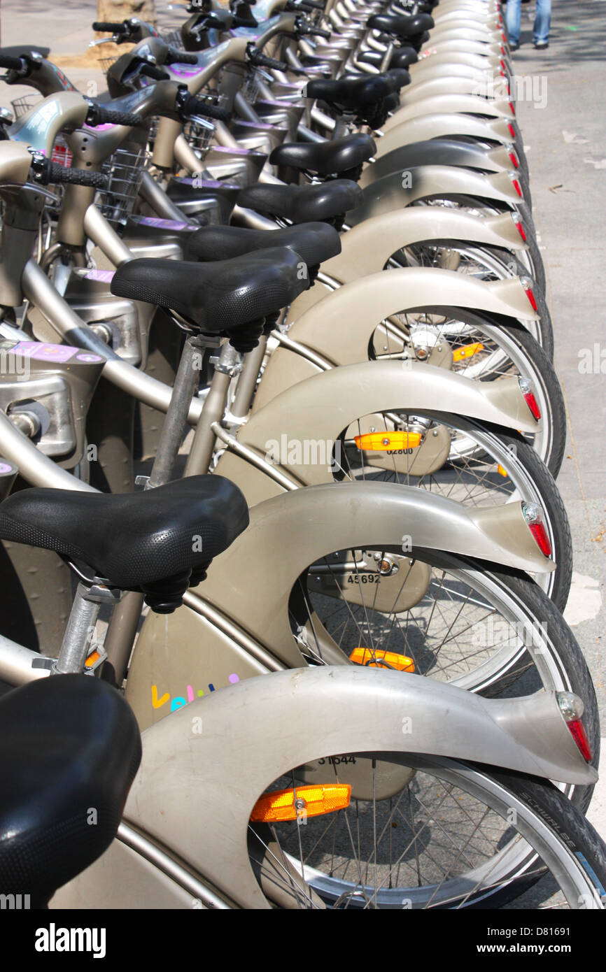 Lined bikes in Paris, France Stock Photo Alamy