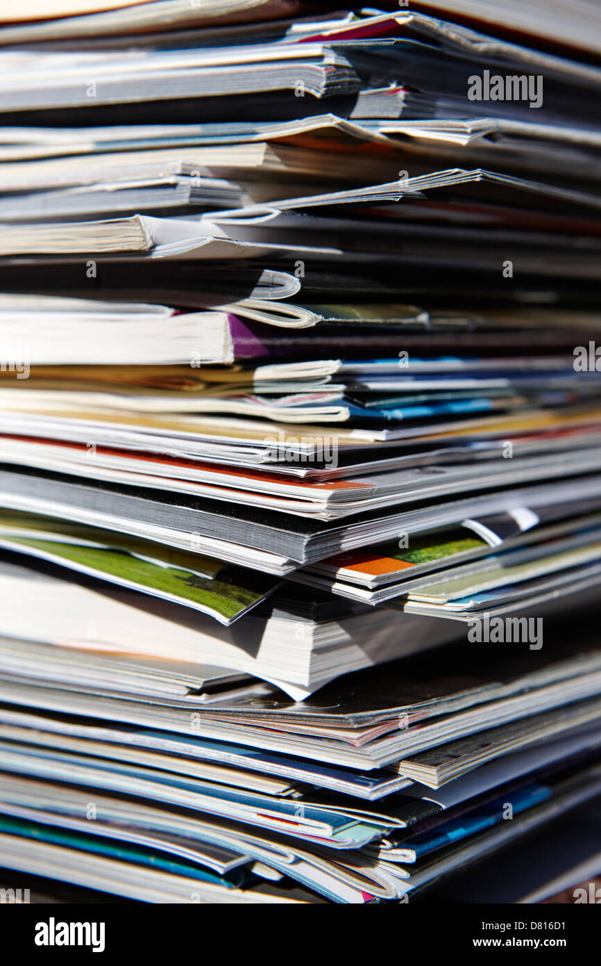 pile of old magazines ready for recycling Stock Photo Alamy